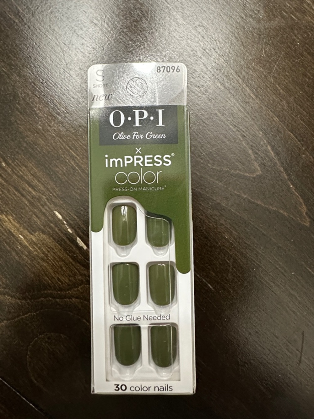 OPI Olive For Green imPRESS Press-On Nails - Dark Olive Green short